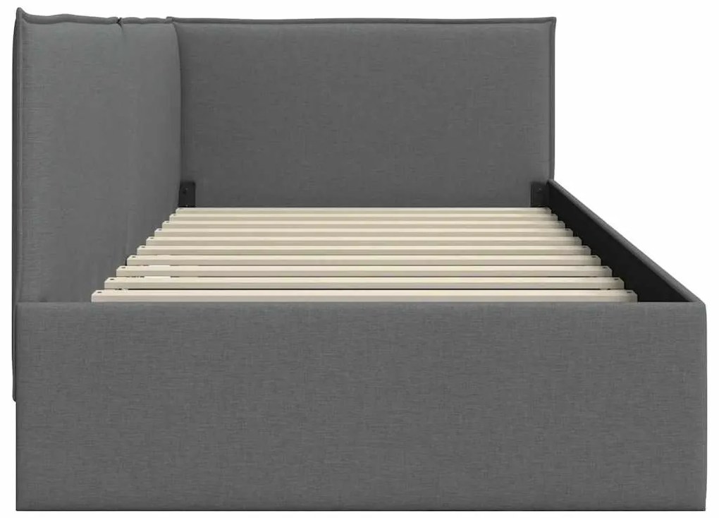 vidaXL Κρεβάτι Γωνίας με κεφαλάρι Σκούρο γκρι 90 x 200 cm ύφασμα