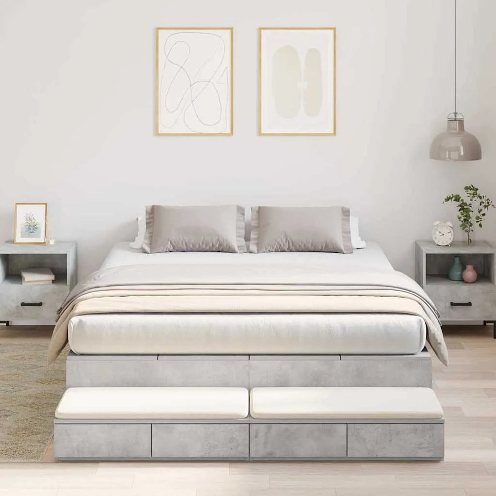 vidaXL Κρεβάτι Αποθήκευσης Γκρι Σκυρόδεμα 150x200 εκ.