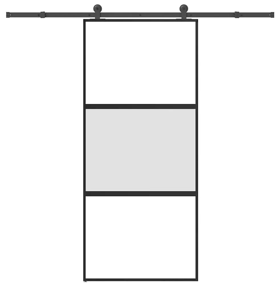 vidaXL Συρόμενη πόρτα με σετ υλικού 90x205 cm από γυαλί&Αλουμίνιο
