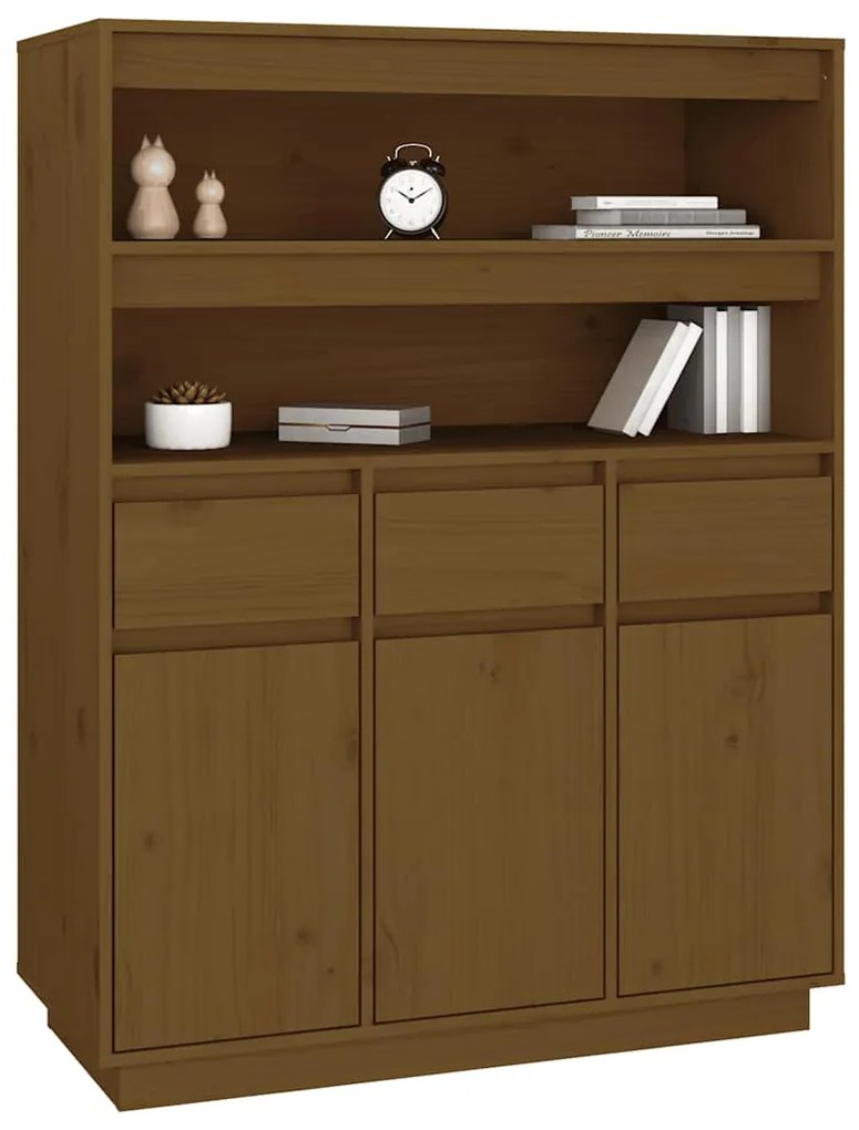 vidaXL Ντουλάπι Ψηλό Καφέ Μέλι 89x40x116,5 εκ. από Μασίφ Ξύλο Πεύκου