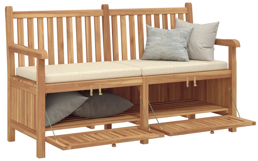 vidaXL Πάγκος Αποθήκευσης Κήπου Καφέ 150 x 60 x 90 εκ Μασίφ ξύλο teak