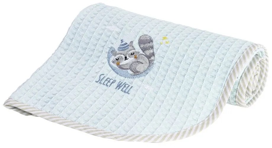 Κουβέρτα Βρεφική Πικέ Sleepy Racoon Ciel Nima Crib 80x110cm 100% Βαμβάκι