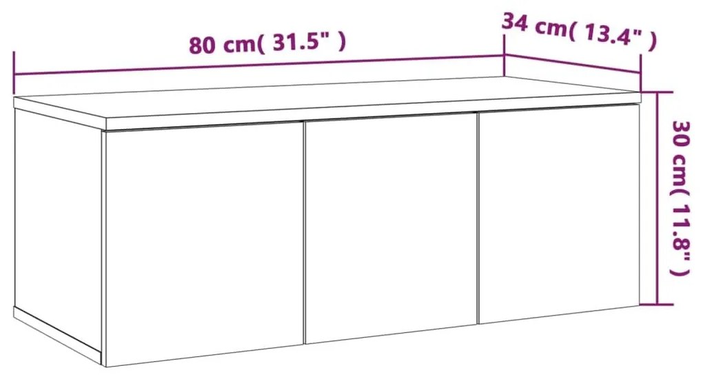 Έπιπλο Τηλεόρασης Γκρι Sonoma 80x34x30 εκ. από Επεξεργ. Ξύλο - Γκρι