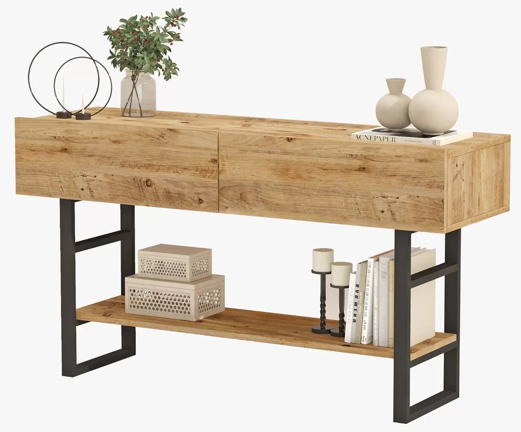 Κονσόλα "VIANA" σε atlantic pine/μαύρο χρώμα 139x43x76