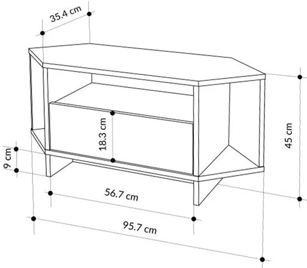 Έπιπλο τηλεόρασης γωνιακό Viva Megapap χρώμα sapphire oak 95,7x35,4x45εκ.
