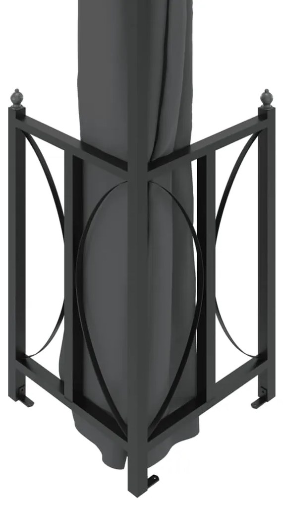 vidaXL Κιόσκι με Πλευρικά Τοιχώματα και Διπλή Οροφή Ανθρακί 3 x 4 μ.