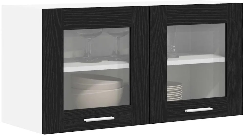 vidaXL Κρεμαστό ντουλάπι Riga Μαύρος Δρυς και Λευκό 80 x 31 x 40 εκ