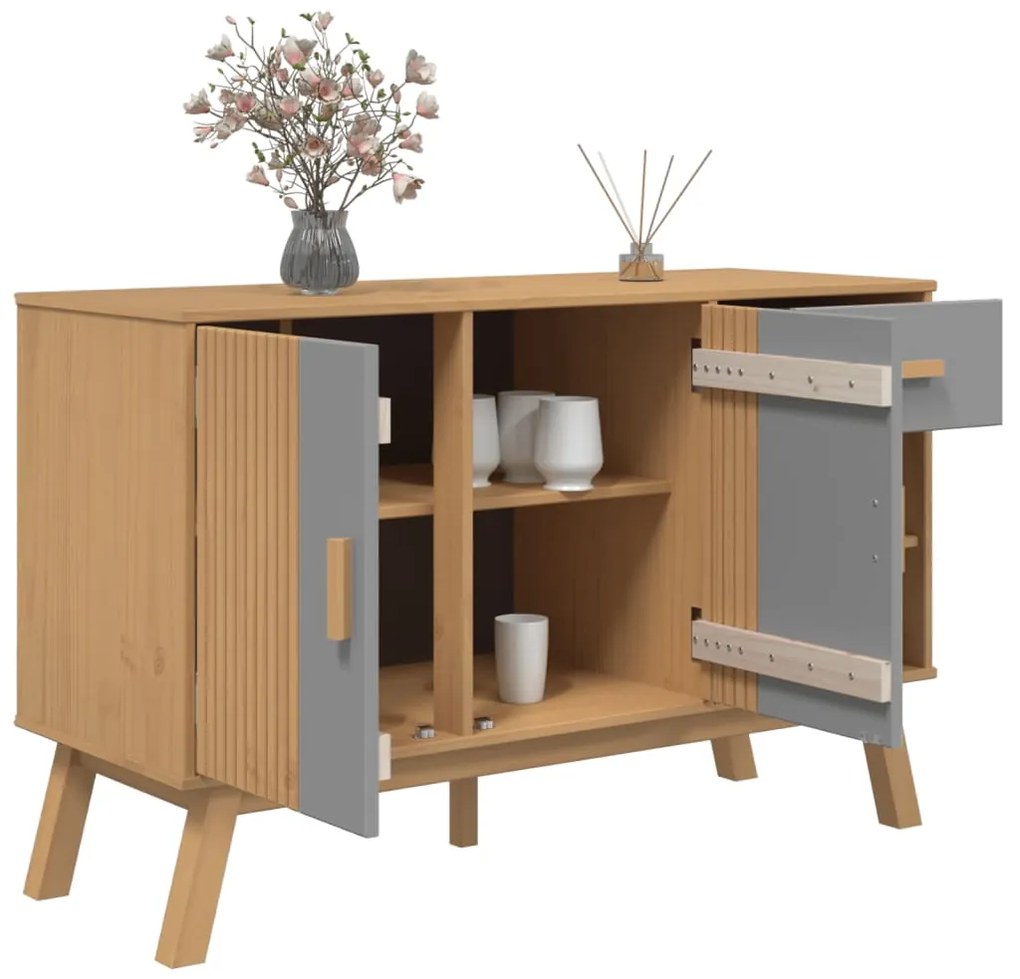 vidaXL Μπουφές OLDEN Γκρι &amp; Καφέ 114x43x73,5 εκ. από Μασίφ Ξύλο Πεύκου