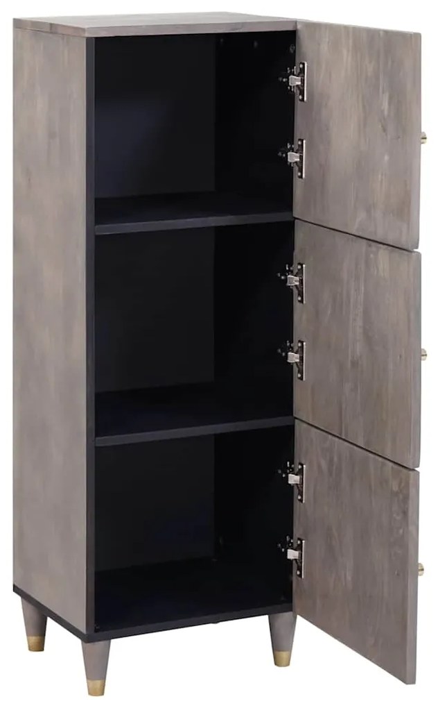 vidaXL Highboard Γκρι και Χρυσό 40 x 33.5 x 110 εκ Μασίφ ξύλο μάνγκο