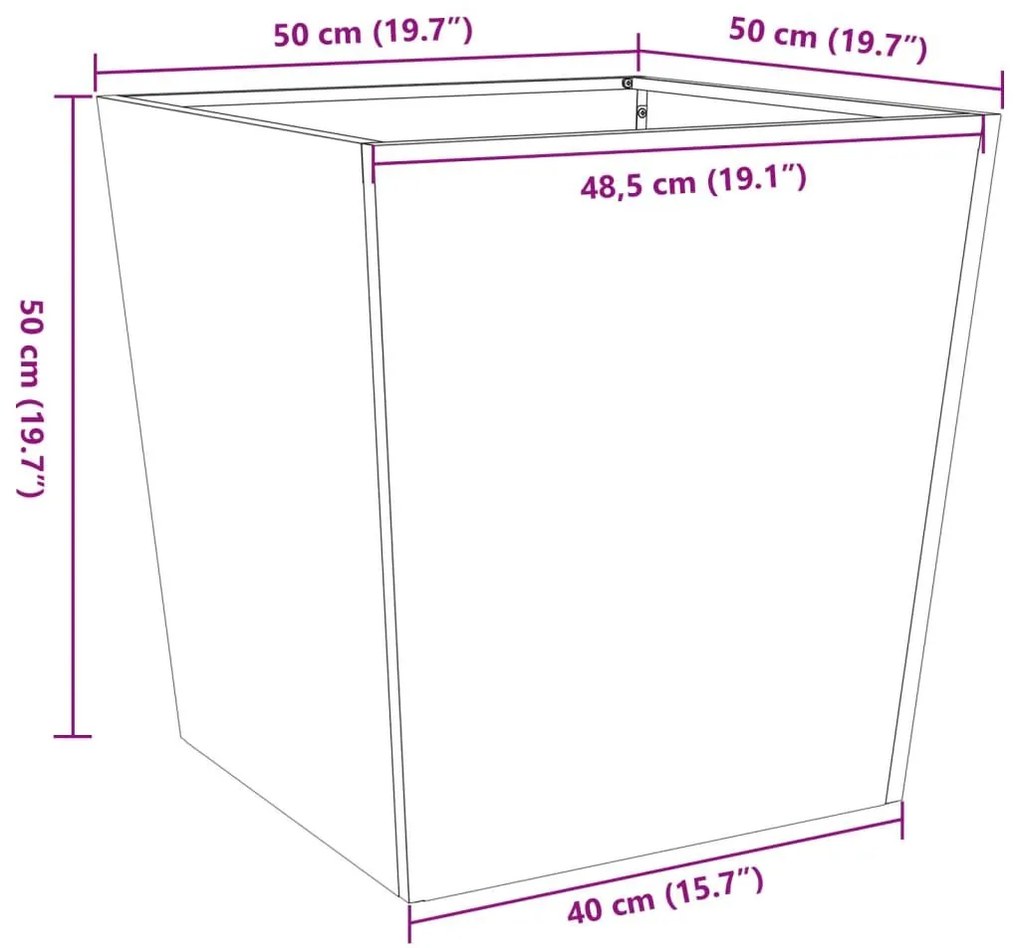 Ζαρντινιέρες Κήπου 2 τεμ. 50x50x50 εκ. από Γαλβανισμένο Χάλυβα - Γκρι