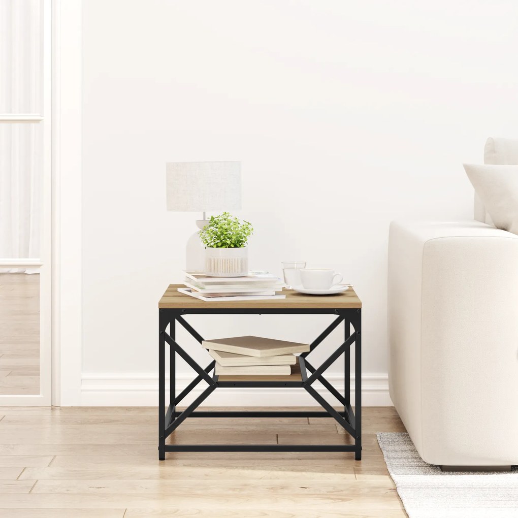 vidaXL Τραπέζι καφέ με ράφι από ξύλο 51x50x40 εκ. Επεξεργασμένο ξύλο