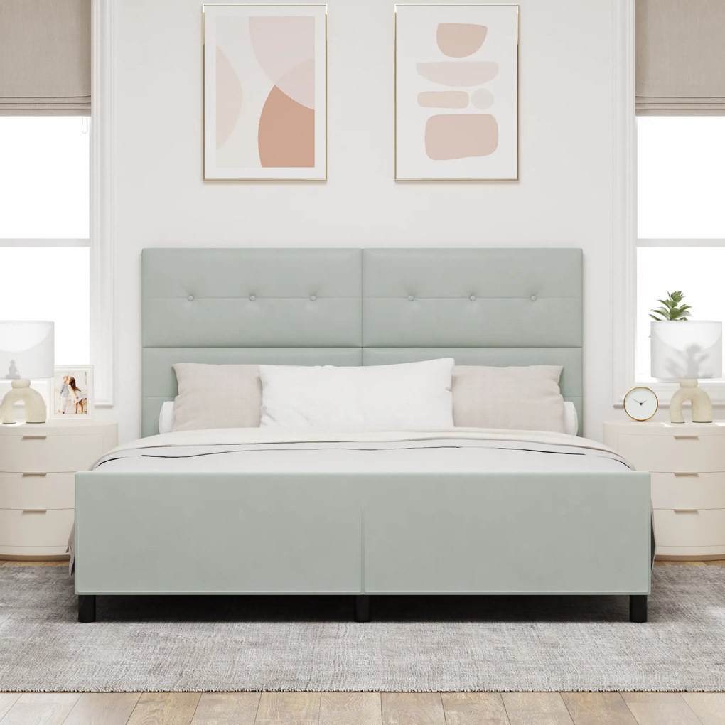 vidaXL Κρεβάτι Γκρι Ανοιχτό 180x200 cm Βελούδο