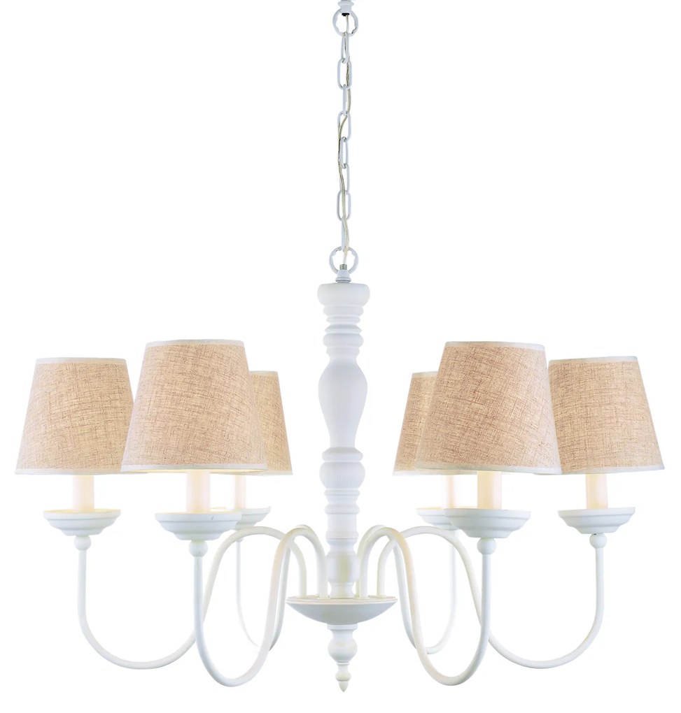 Φωτιστικό Οροφής  C111-6 ORION PENDANT LAMP WHITE &amp; WHITE SHADE 1Z1 - Ύφασμα - 77-3671