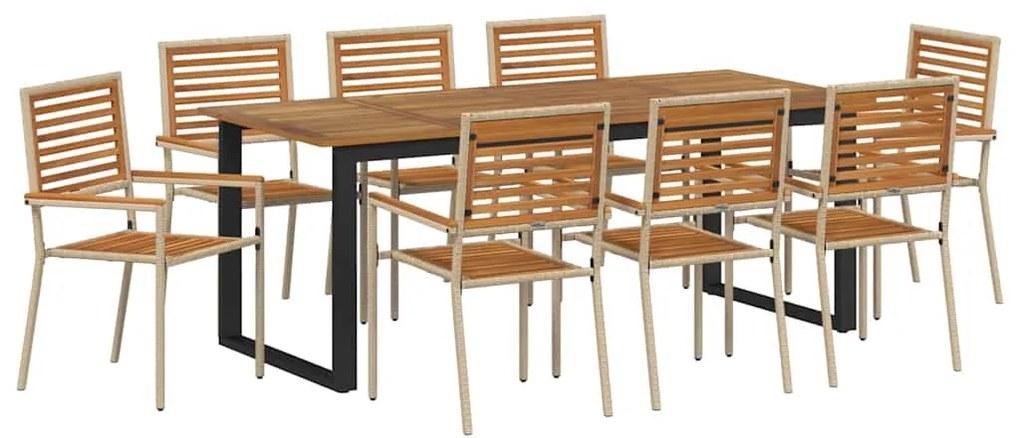 vidaXL Σέτ φαγητού για κήπο 9 pcs Μπεζ