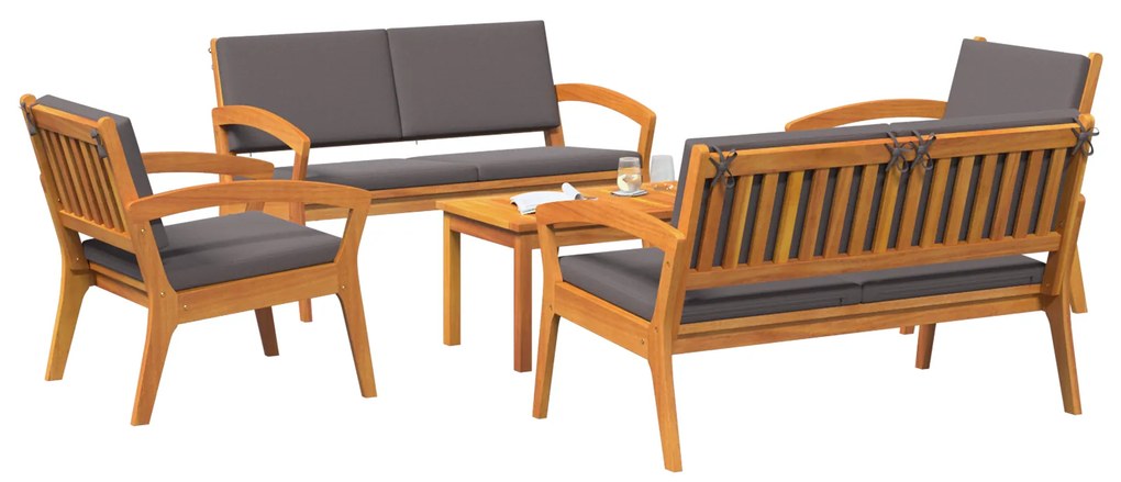 vidaXL Σετ μπιστρό 5 pcs Καφέ 75 x 45 x 38 εκ. Μασίφ ξύλο ακακίας