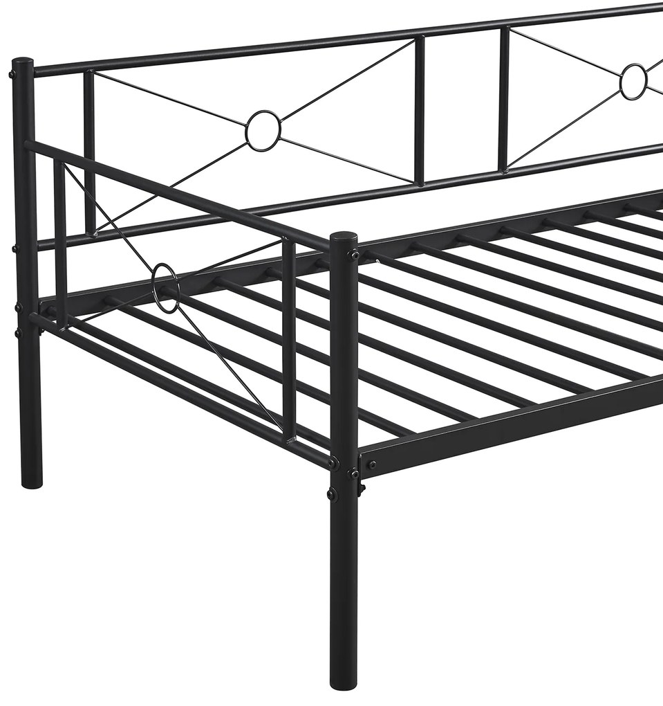 Καναπές Κρεβάτι ArteLibre CIMARRON Μαύρο Μέταλλο Για Στρώμα 90x190cm