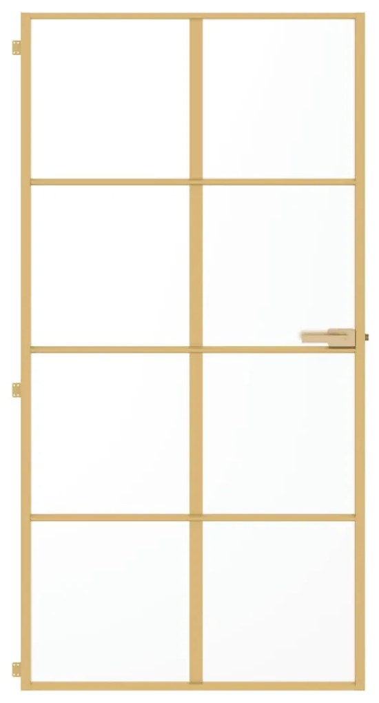 vidaXL Εσωτερική Πόρτα Χρυσή 102,5x201,5 εκ. Ψημένο Γυαλί & Αλουμίνιο