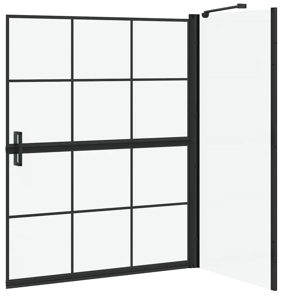 vidaXL Οθόνη ντους μπάνιου Μαύρο και Διαφανές 116 x 68 x 128 εκ.