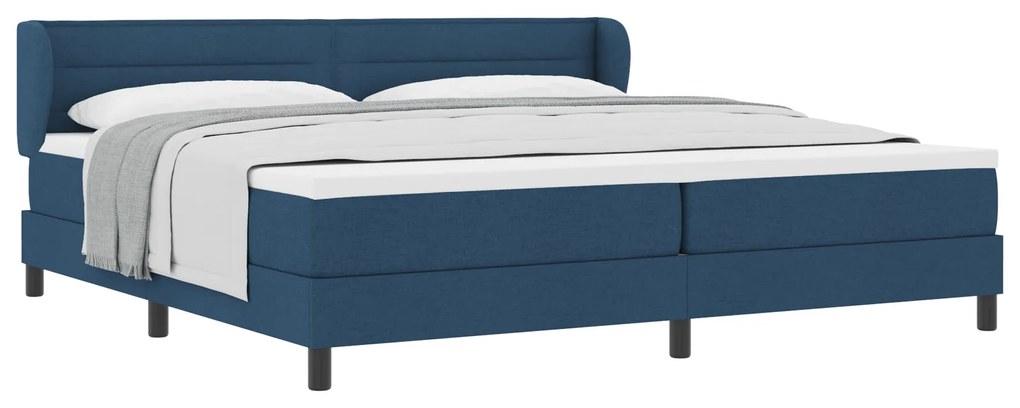 vidaXL Κρεβάτι Box Spring με Στρώμα Μπλε 200x200 εκ Υφάσματος
