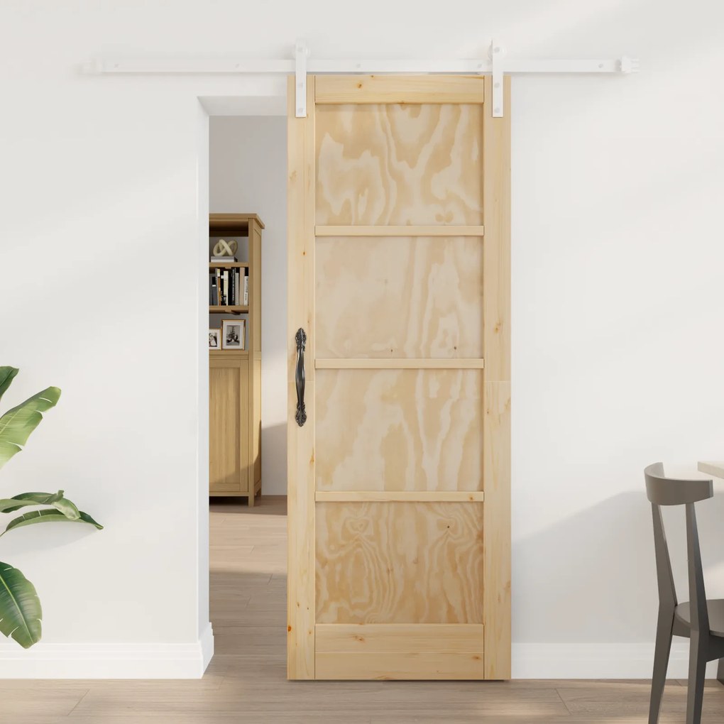 vidaXL Συρόμενη Πόρτα με Σετ Εξαρτημάτων 73.5x198.5 εκ. Στερεό Ξύλο Πεύκου