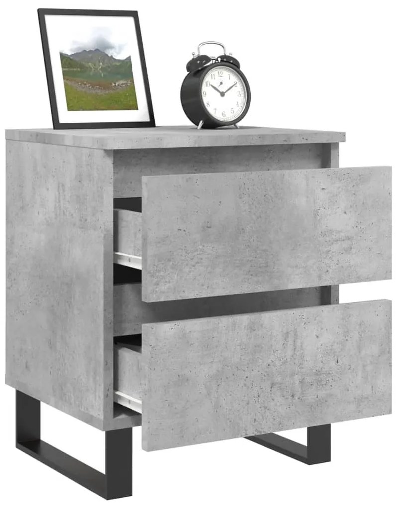 vidaXL Κομοδίνο Γκρι Σκυροδέματος 40 x 35 x 50 εκ. από Επεξεργ. Ξύλο