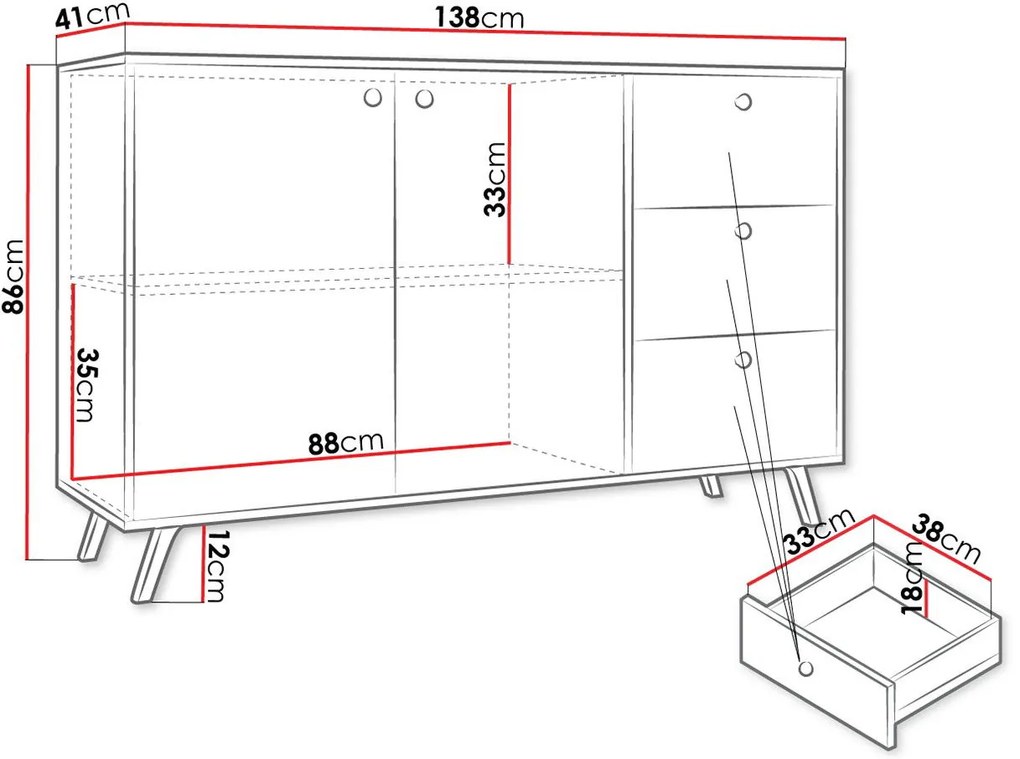 Συρταριέρα Siena 2D3S-Leuko