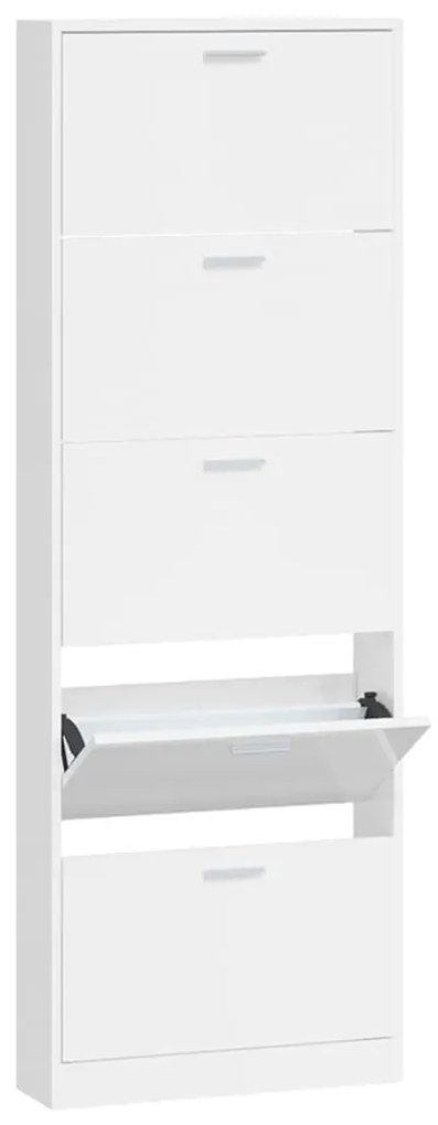 vidaXL Παπουτσοθήκη Γυαλιστερό Λευκό 59x17x169 εκ. Επεξεργασμένο Ξύλο