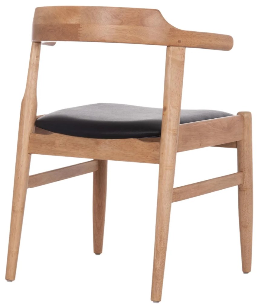 Καρέκλα Πολυθρόνα CERSEI από Rubberwood σε Light Oak & PU Μαύρο 57x53x72Υεκ 2αδα 57x53x72 εκ.