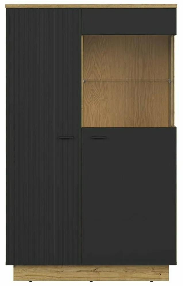 Βιτρίνα Boston 485, Μαύρο, Δρυς, Με πόρτες, 147x91x42cm, 58 kg | Epipla1.gr