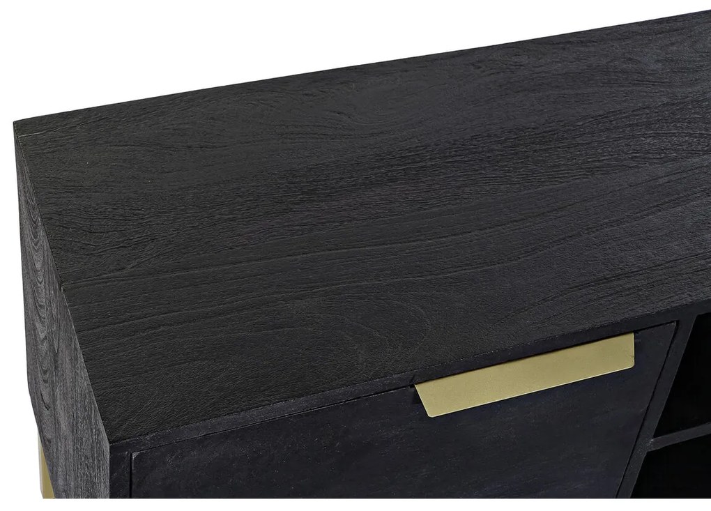 Τηλεόραση DKD Home Decor Μαύρο Μέταλλο Χρυσό Ξύλο από Μάνγκο (147 x 40 x 51 cm)