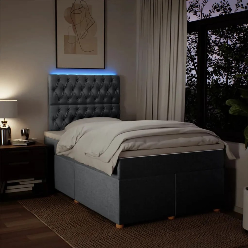 Κρεβάτι Boxspring με Στρώμα Ανοιχτό Γκρι 120x190 εκ. Υφασμάτινο 3293526