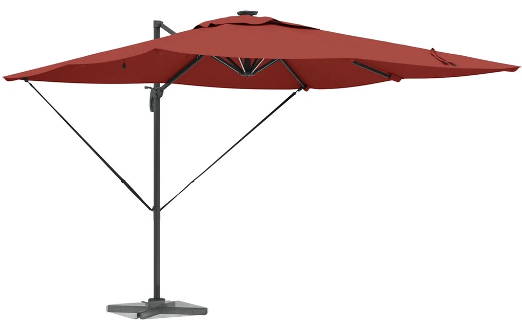 vidaXL Ρώμης Ομπρέλα Cantilever με LED σε Τερacotta - 286 x 285 x 270 εκ, Άλουμινιο.