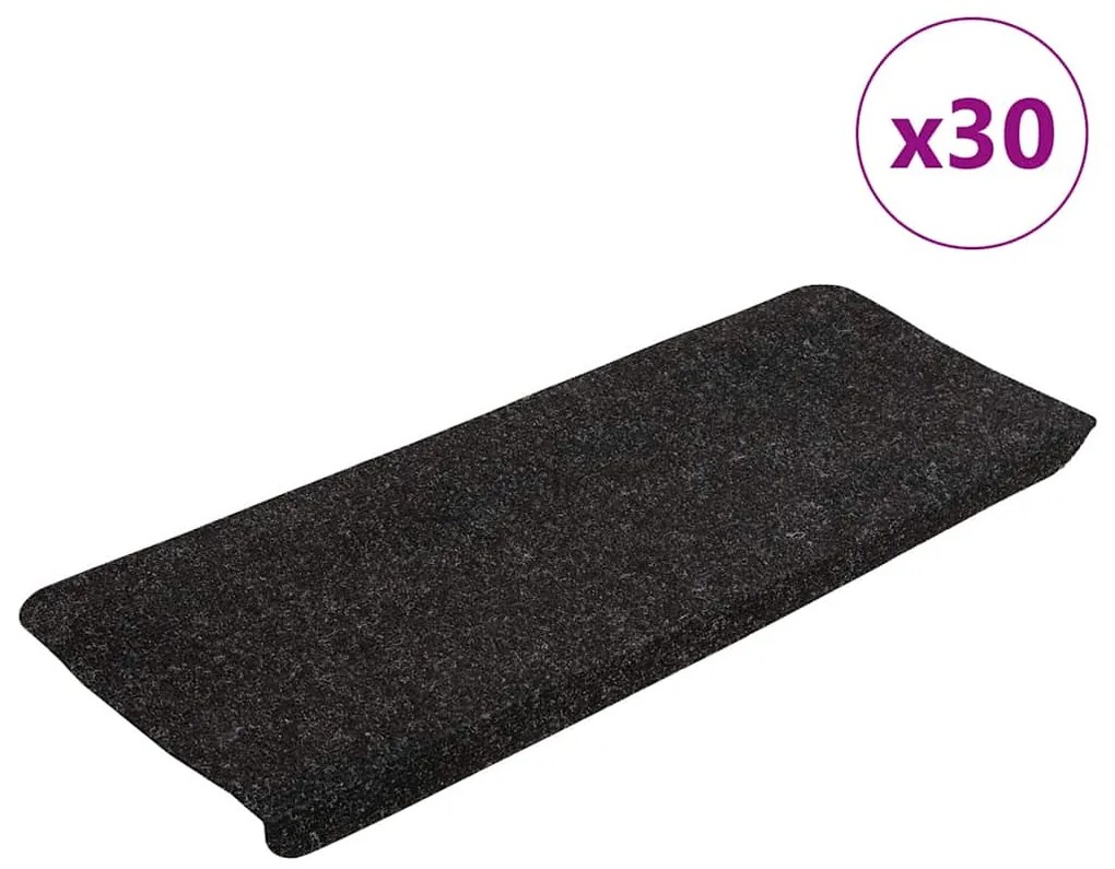 vidaXL Πατάκια Σκάλας Αυτοκόλλητα 30 τεμ. Ανθρακί 65x24,5x3,5 εκ.