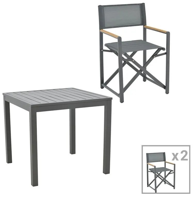 Τραπεζαρία Κήπου Kliton-Mabu 200-000851 (Σετ 3Τμχ) Anthracite 3 Θέσεων