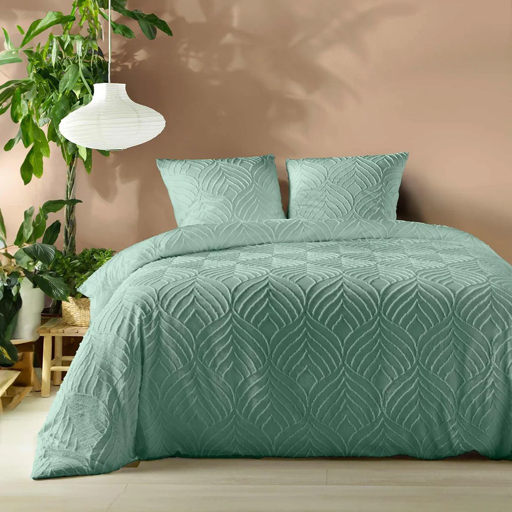 Παπλωματοθήκη Fleece Υπέρδιπλη (240x220) + Διακοσμητικές Μαξιλαροθήκες L-C Heltie Sage 1644983