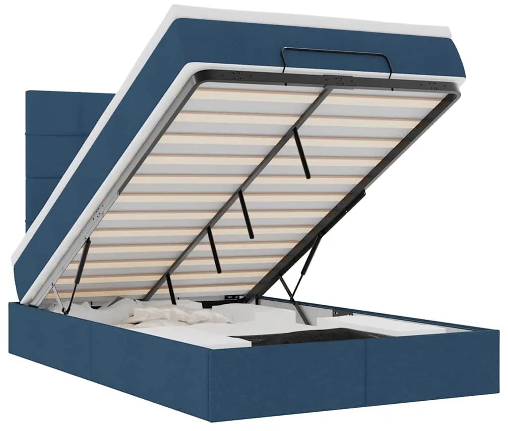 vidaXL Οθωμανικό κρεβάτι με στρώμα μπλε 120x200cm ύφασμα