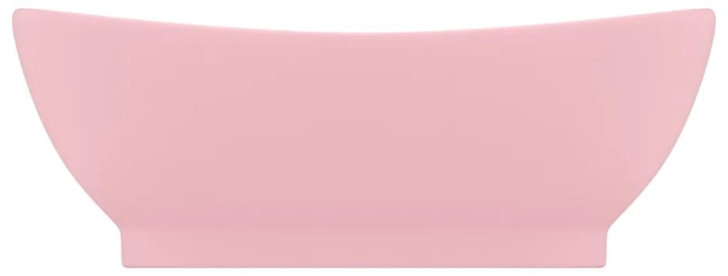 vidaXL Νιπτήρας με Υπερχείλιση Οβάλ Ροζ Ματ 58,5x39 εκ. Κεραμικός