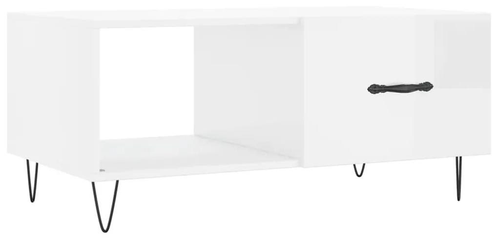 vidaXL Τραπεζάκι Σαλονιού Γυαλ. Λευκό 90x50x40 εκ. Επεξεργ. Ξύλο