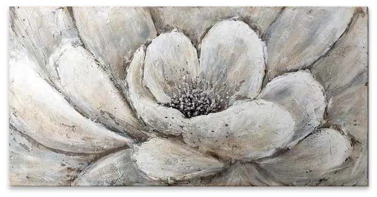 Πίνακας σε καμβά Silver Flowers&quot; Megapap ψηφιακής εκτύπωσης 140x70x3εκ.&quot;