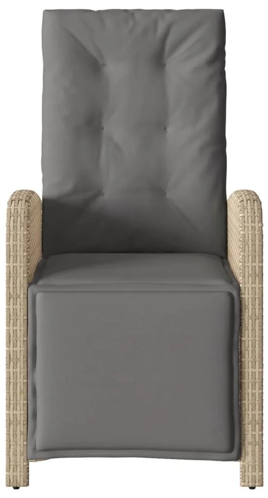 vidaXL Καρέκλα Κήπου Ανακλινόμενη Μικτό Μπεζ Συνθ. Ρατάν με Υποπόδιο