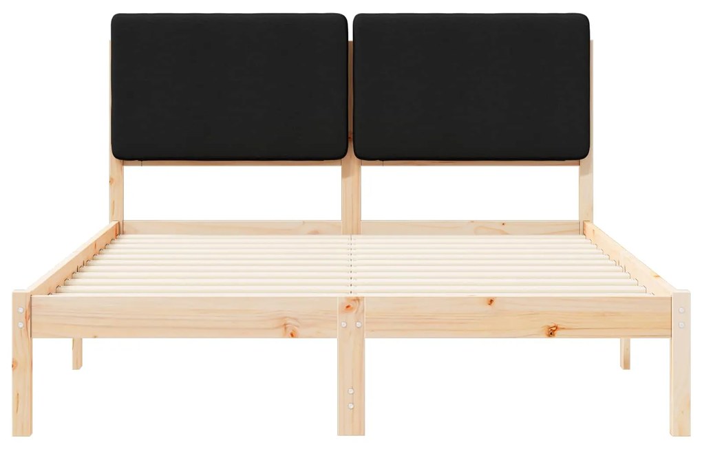 vidaXL Σκελετός Κρεβατιού με Επενδεδυμένο Κεφαλάρι Μαύρο 150 x 200 cm
