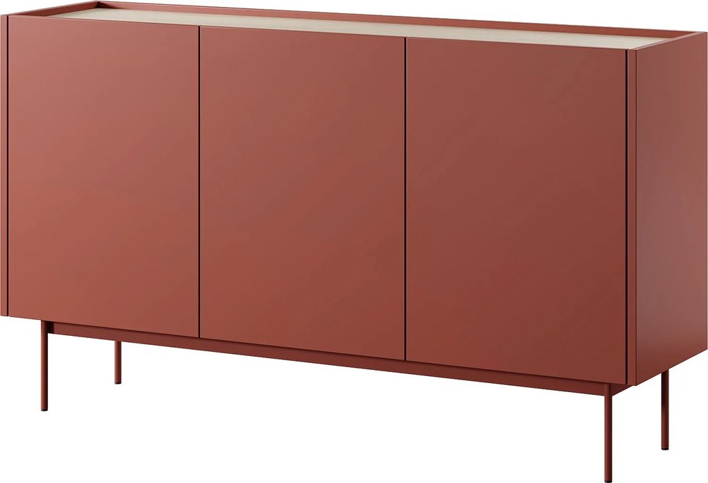 Lh-homefurniture Μπουφές "Color" κεραμικό κόκκινο + Φυσικό 144x83x37cm P_CLR_21_R