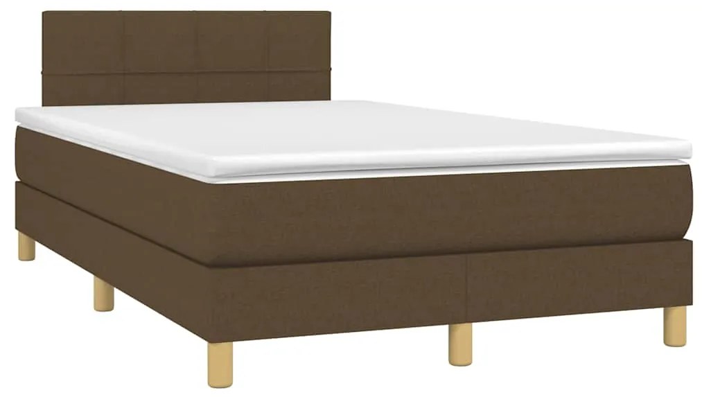 vidaXL Κρεβάτι Boxspring με Στρώμα & LED Σκ.Καφέ 120x190εκ. Υφασμάτινο