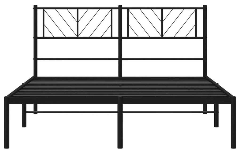 vidaXL Μεταλλικό Πλαίσιο Κρεβατιού με Κεφαλάρι Μαύρο 135 x 190 εκ.