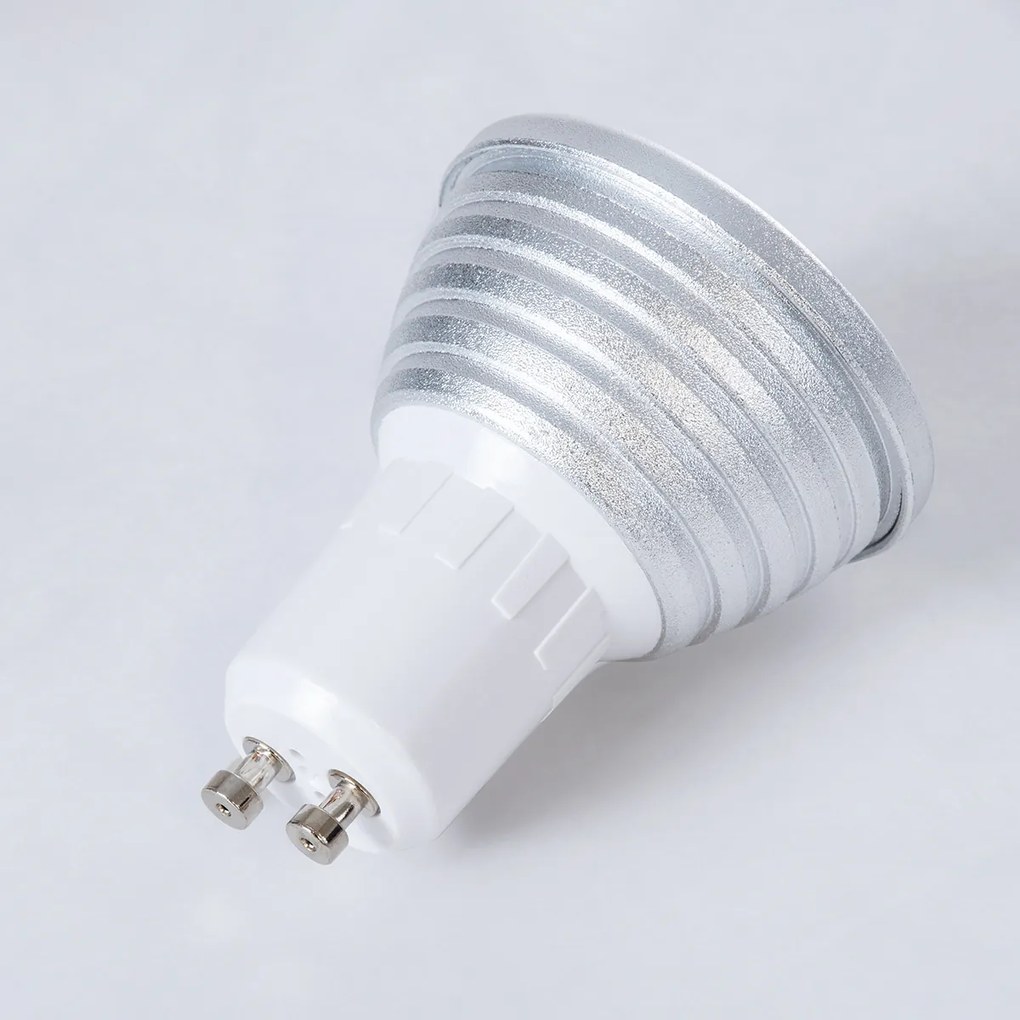 GloboStar® 76065 Σποτ LED GU10 MR16 3W 240lm 35° AC 220-240V IP20 Φ5 x Υ8.5cm - Εναλλαγή Φωτισμού μέσω Τηλεχειριστηρίου RGB - Dimmable - 2 Χρόνια Εγγύηση