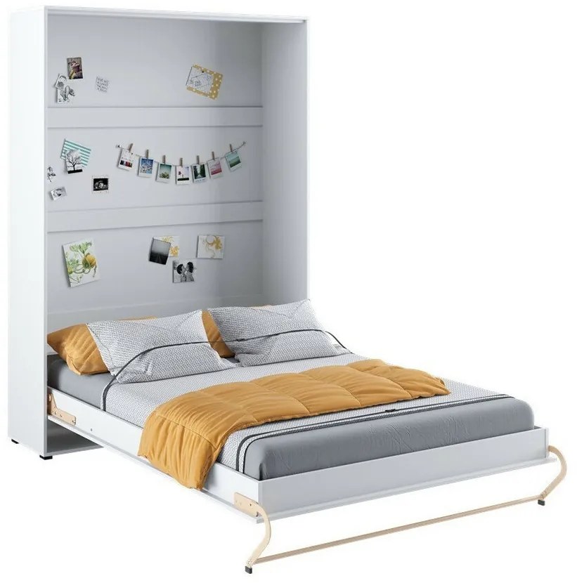 Κρεβάτι - ντουλάπα Concept Pro Lenart AH109, Διπλό, Άσπρο, 140x200, Πλαστικοποιημένη μοριοσανίδα, Τάβλες για Κρεβάτι, 155x237x217cm | Epipla1.gr