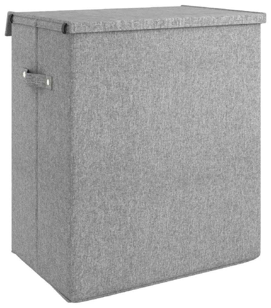 vidaXL Καλάθι Ρούχων Πτυσσόμενο Γκρι 51x34,5x59 εκ. Συνθ. Λινό Ύφασμα