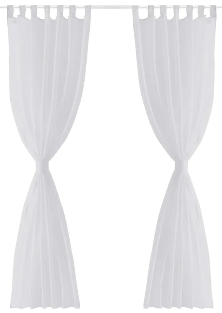 Λευκή ημιδιαφανής κουρτίνα 140 x 175 cm 2 τμχ