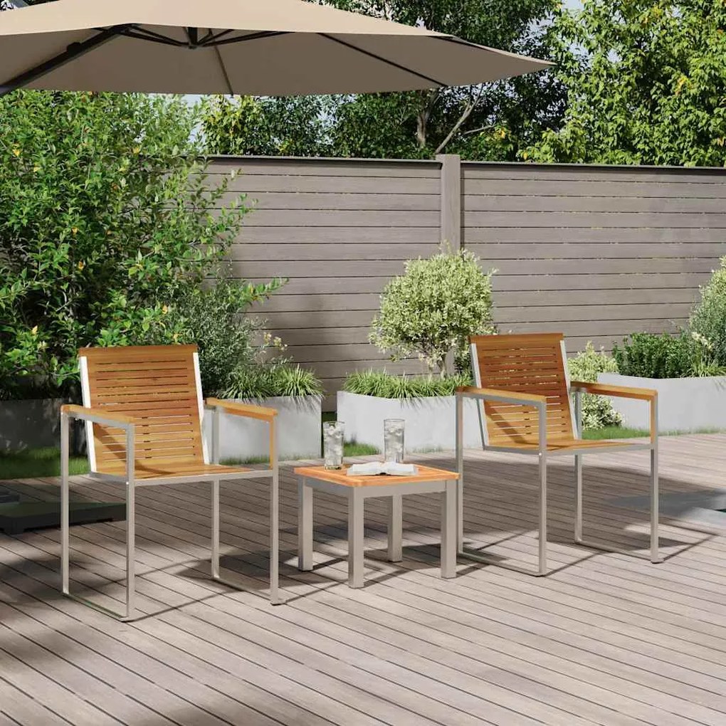 vidaXL Ξαπλώστρα 3 pcs Καφέ 200 x 60 x 88εκ Μασίφ ξύλο ακακίας