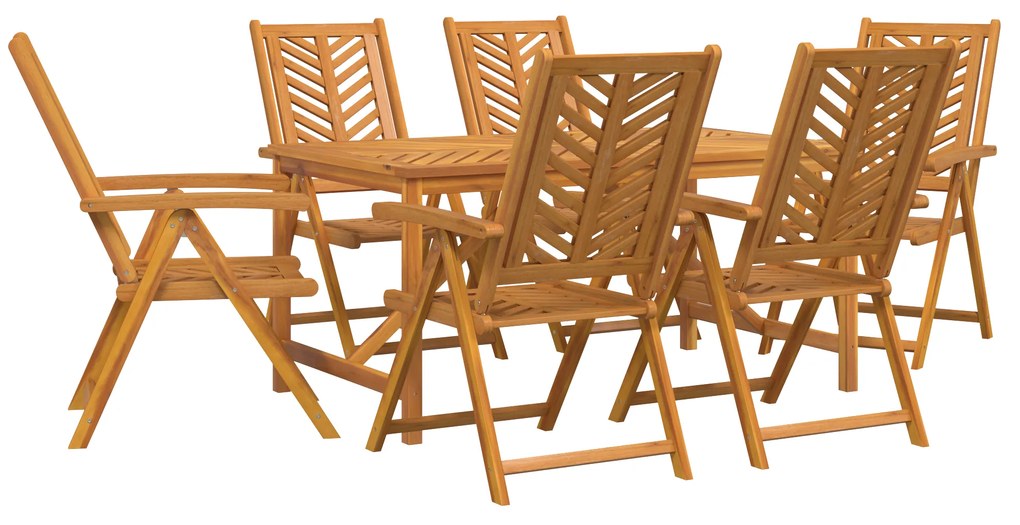 vidaXL Σέτ φαγητού για κήπο 7 pcs Καφέ 150 x 90 x 74 cm